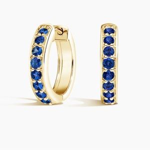 Never Worn Sapphire Gold Huggies Earrings from Brilliant Earth